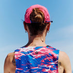 Womens Blue Performance Running Singlet on Model