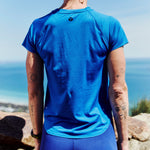 Womens Blue Performance Running Top on Model