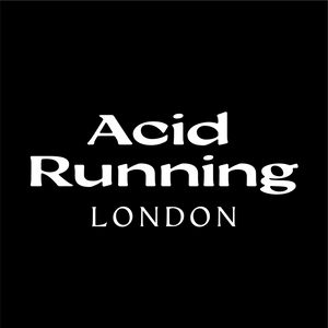 White text reading 'Acid Running LONDON' centered on a solid black background.