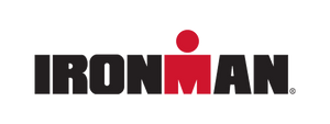 Ironman logo with bold black text and a red stylized figure on a white background.