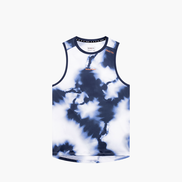 Tie-dye tank top with a Better Beer logo on a white background