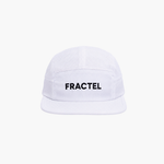 White cap with 'FRACTEL' logo on a white background