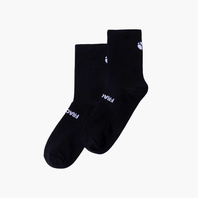 Fractel black performance running socks, front view