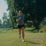 Woman wearing the Fractel V-OSSA Performance Tee, lifestyle photo