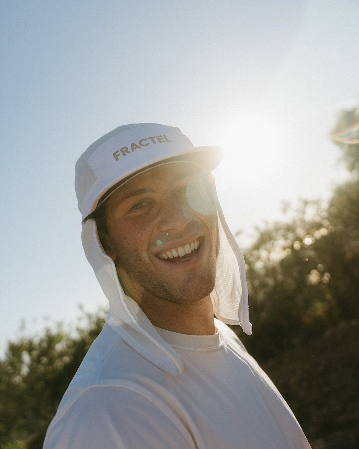 Premium legionnaire running hat in white with a neck cape