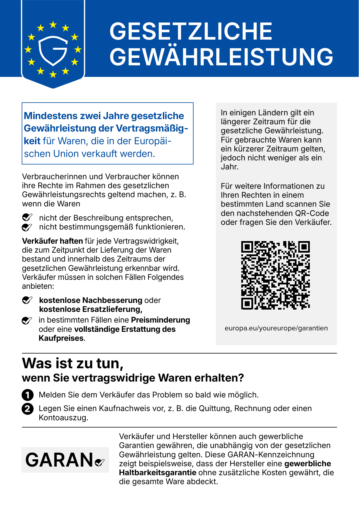 EU-Mitteilung zur gesetzlichen Gewährleistung